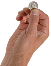 Picture of a hand holding a quarter