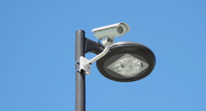 Picture of a security camera and light