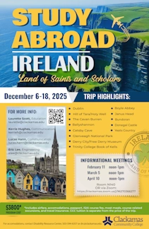 Poster with the details of studying abroad in Ireland