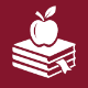 Teaching + Education EFA icon logo, an apple on top of books
