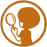 CCC Virtual Field Trip Field Observation icon, a child with a magnifying glass